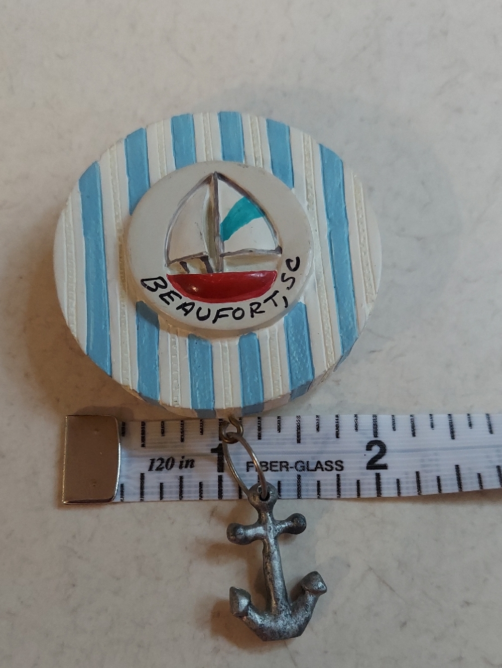Nautical Sailboat refrigerator magnets - Set Of 2 - Blue, White & Red Vintage - Picture 9 of 10
